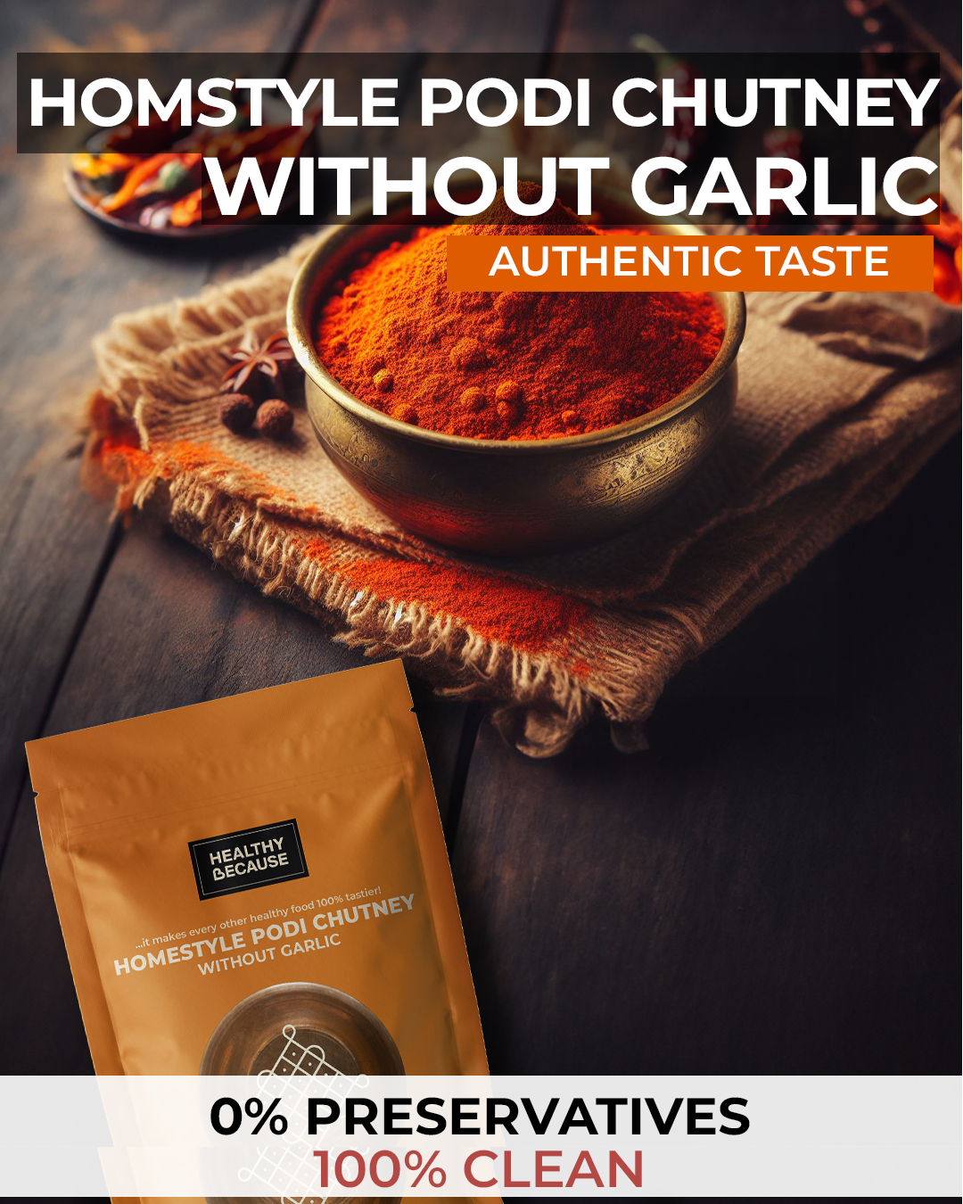 Homestyle Podi Chutney without Garlic Healthy Because