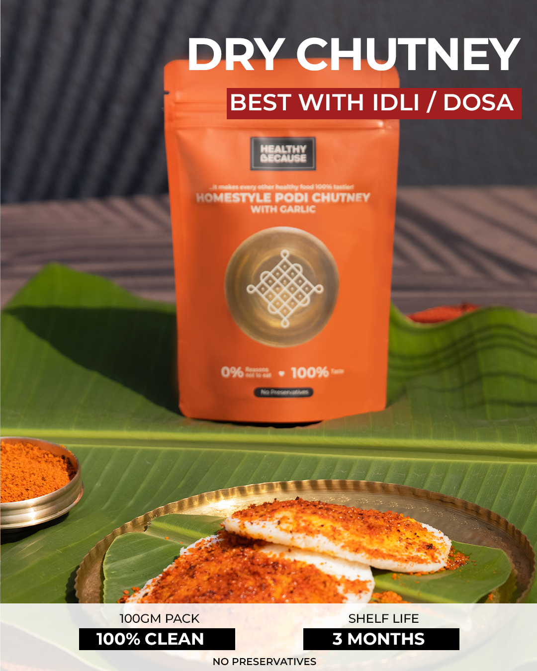 Ragi Dosa Premix with Homestyle Podi Chutney