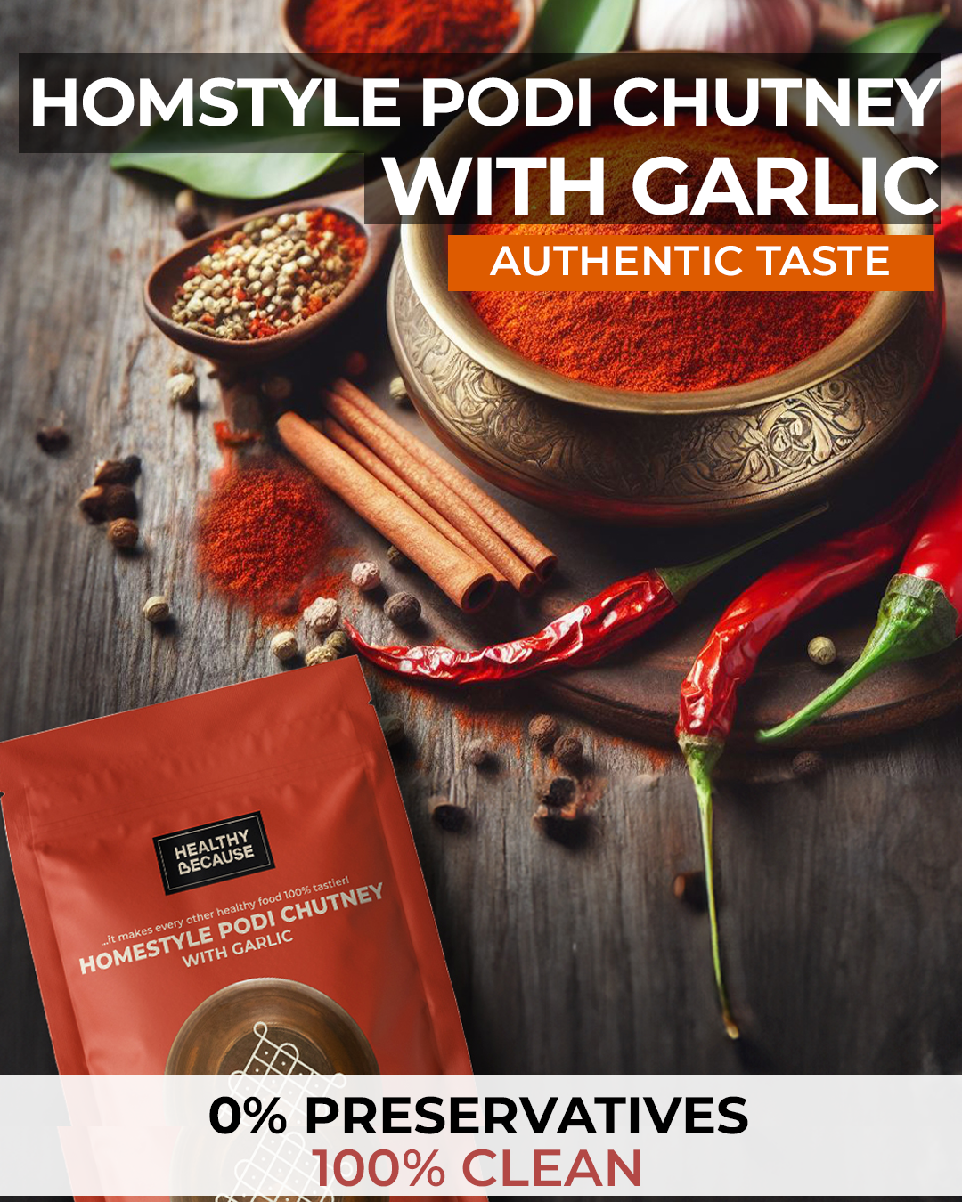 Homestyle/Madras Podi Chutney with Garlic